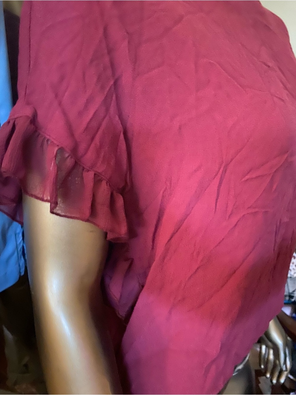 William Rast Raspberry Short Sleeve Ruffle Crop Top - Picture 4 of 4